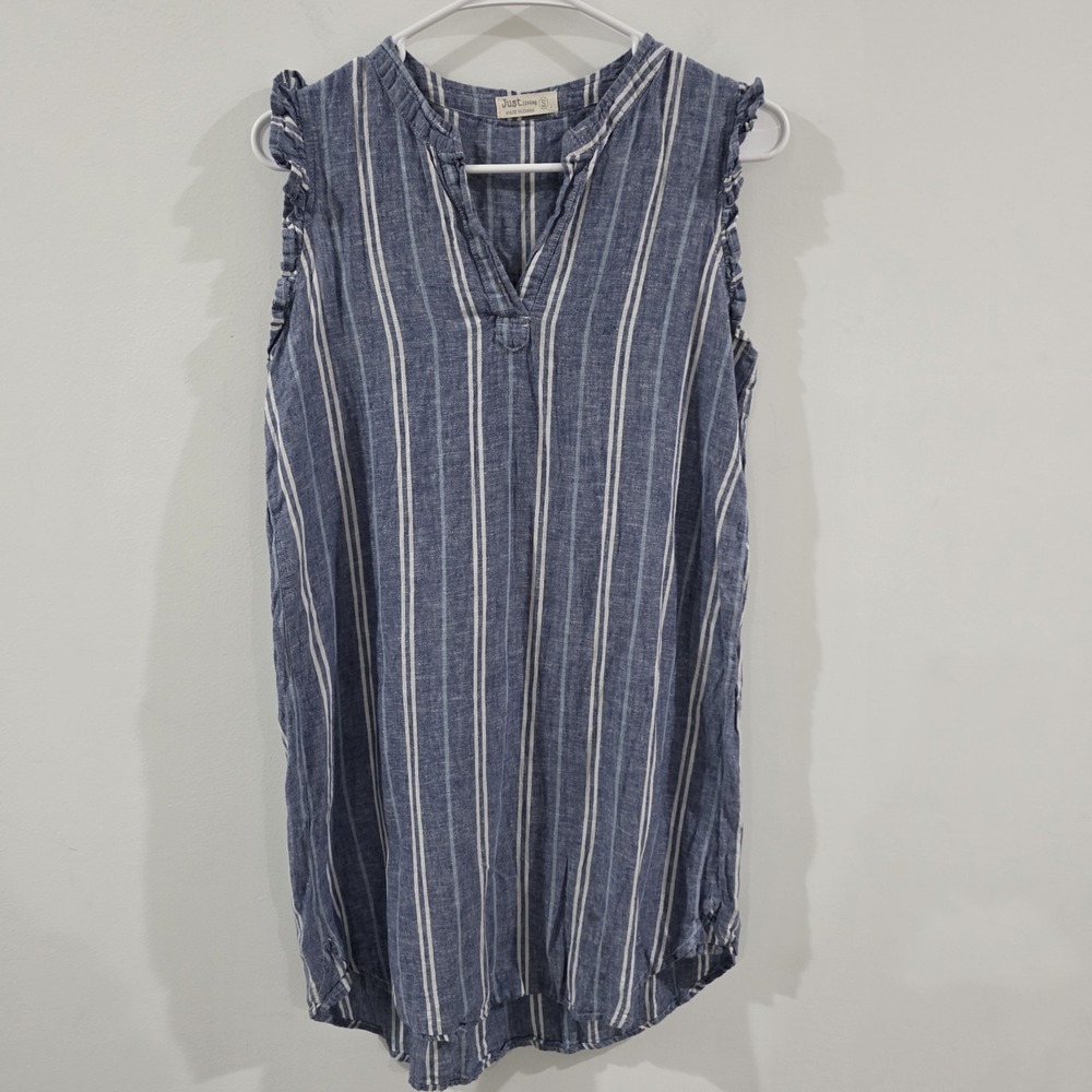 Womens Small Shirt Dress Size Small Striped Linen Blend Beach Euro‎ Summer